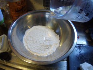 Starting to make the dough.