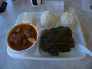 Laulau and stew plate lunch