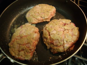 Browning the patties